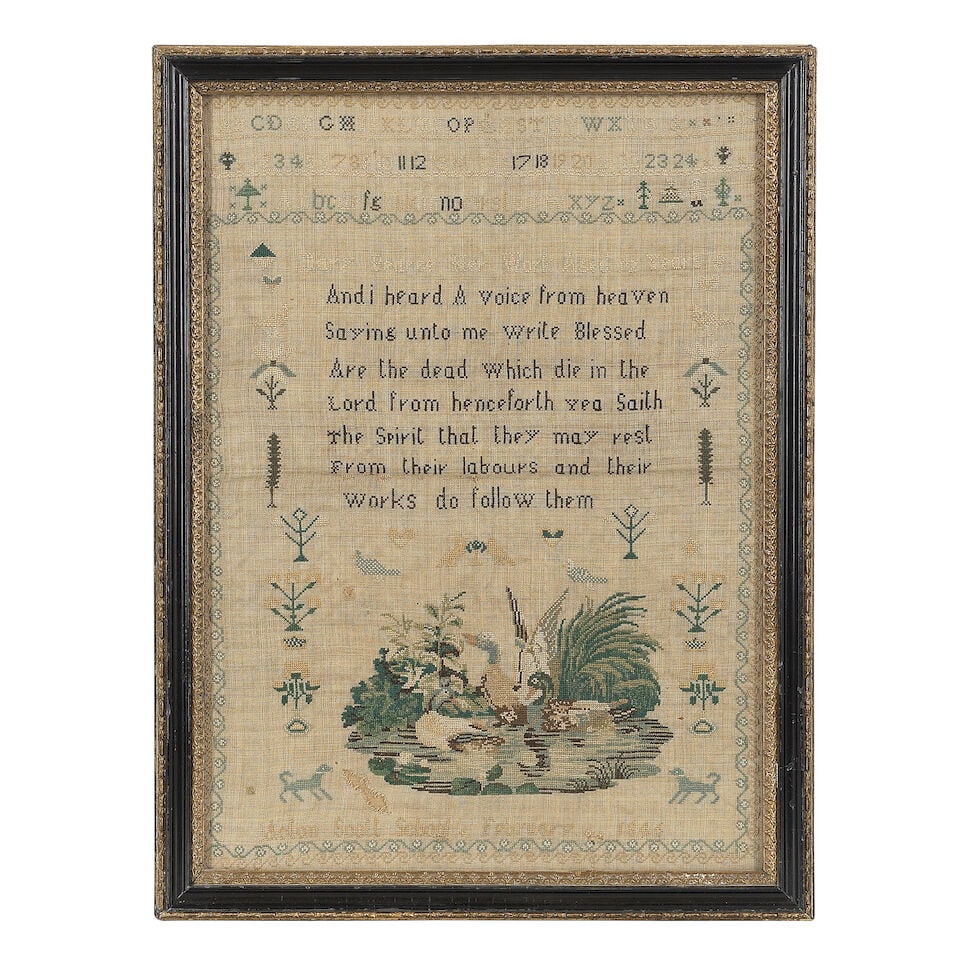 A group of samplers 19th century 45.9cm x 34.4cm overall, 58.2cm square overall, 49.3cm x 38cm o... - 3