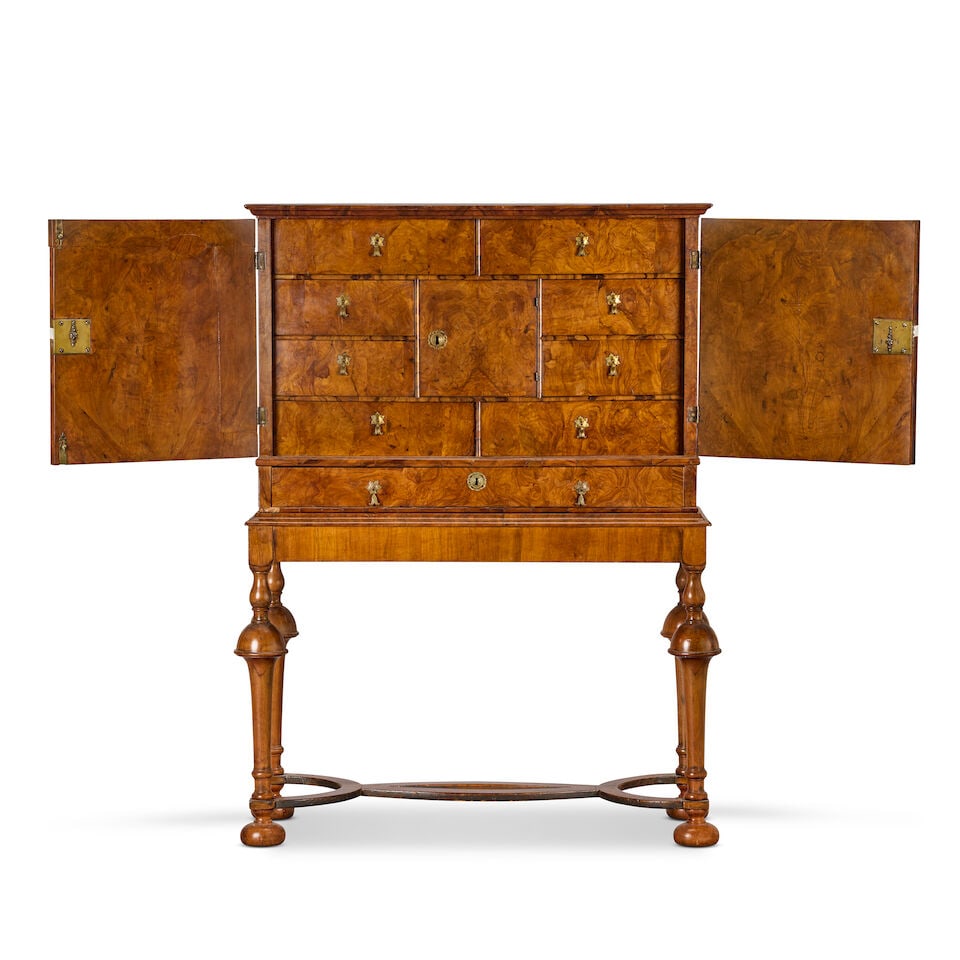 A Charles II olivewood cabinet on a later walnut stand The cabinet: circa 1680; the stand probab... - 6