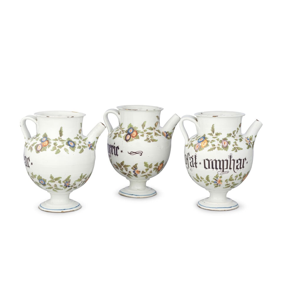 Three North Italian drug jars, probably Nove di Bassano, late 18th/early 19th Century - 2