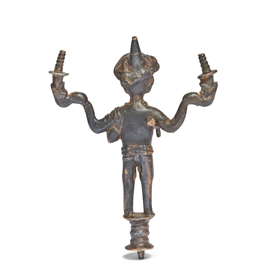 A patinated bronze candelabra figural support of a Turk Possibly Nuremburg or Flemish - 2