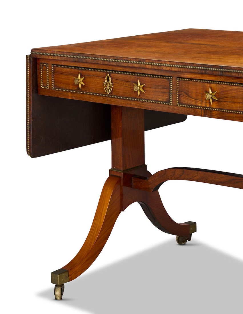 A Regency brass mounted rosewood sofa table In the manner of John McLean - 2