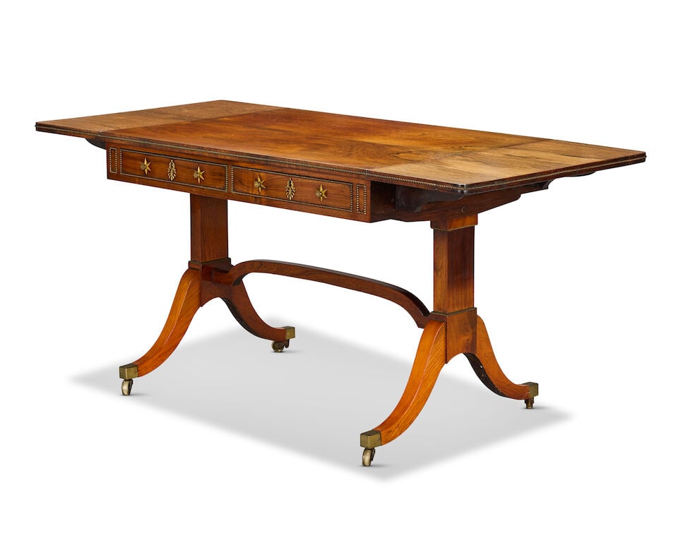 A Regency brass mounted rosewood sofa table In the manner of John McLean - 4