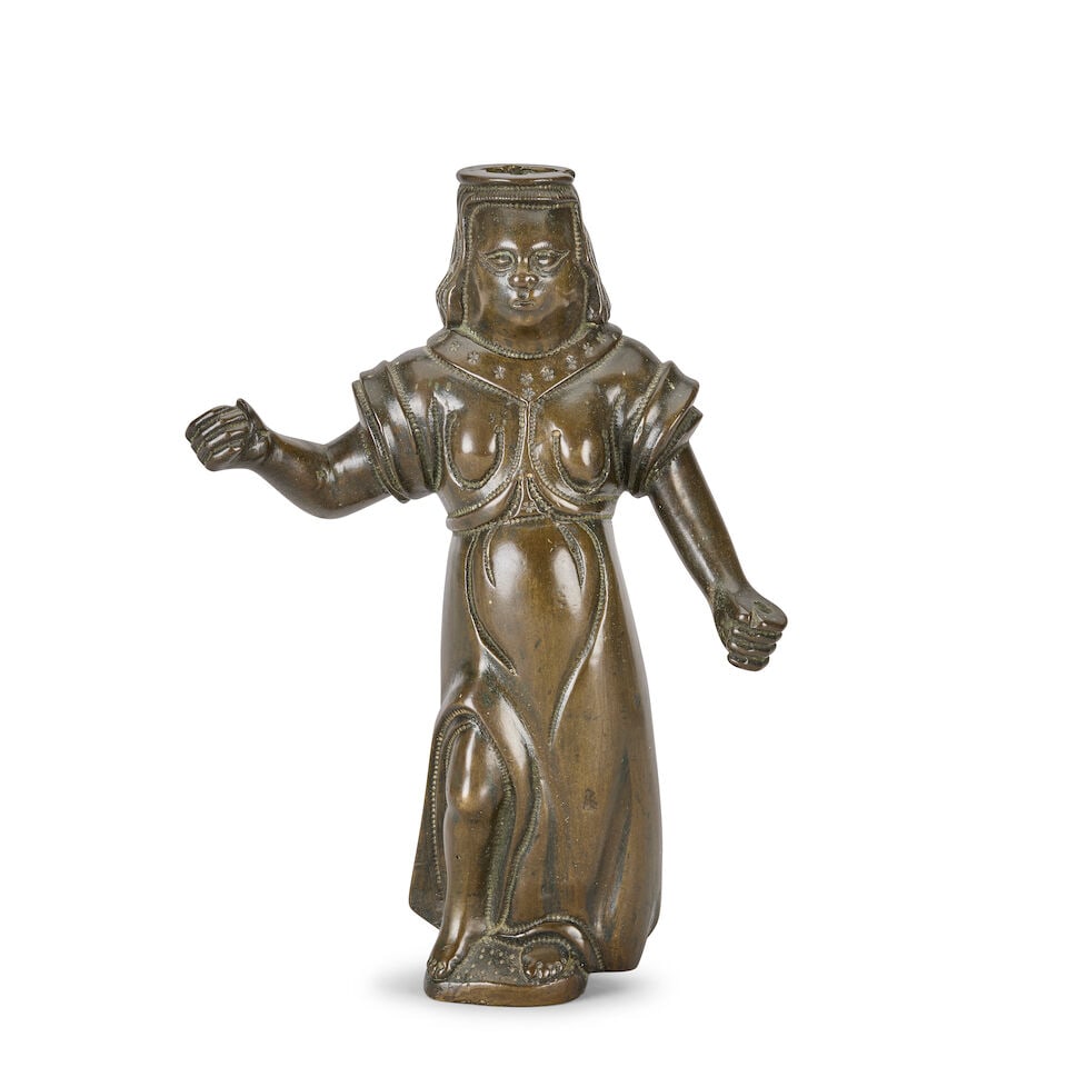 A patinated bronze figural chandelier component Probably German, perhaps Nuremberg or Flemish, ... - 2