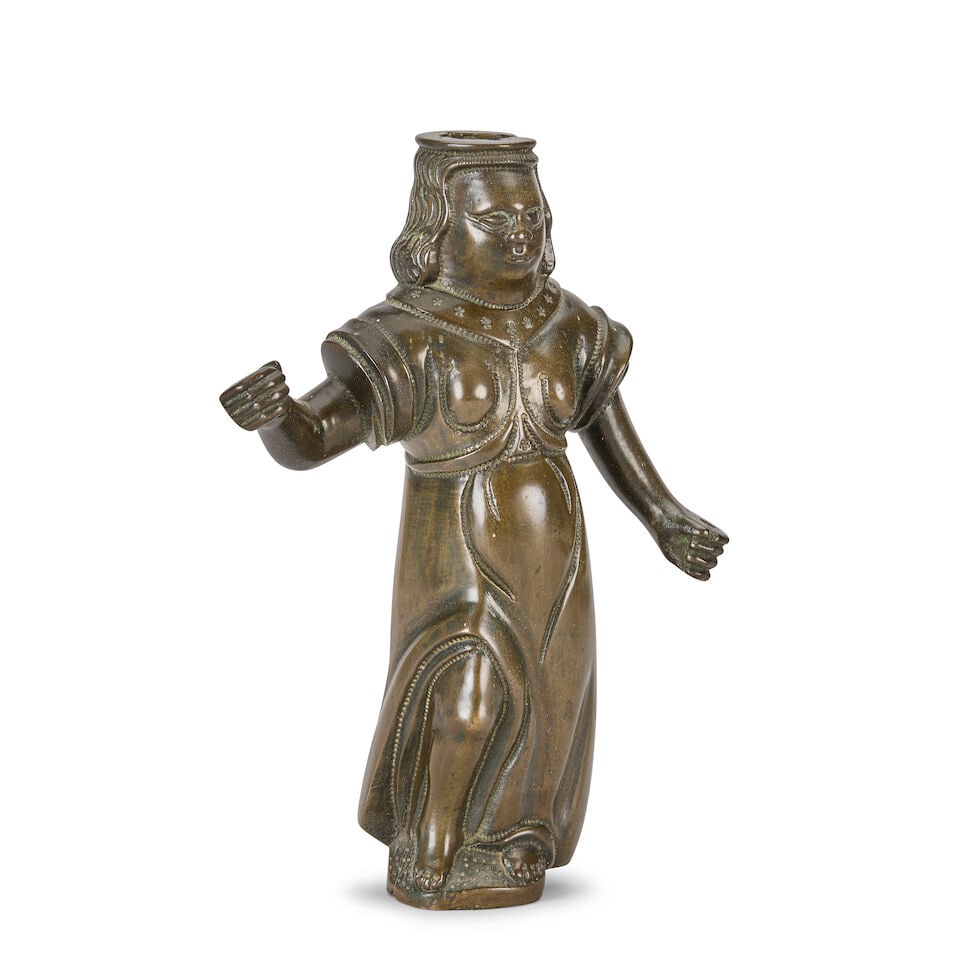 A patinated bronze figural chandelier component Probably German, perhaps Nuremberg or Flemish, ... - 3