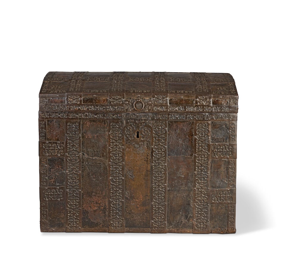 A late 17th-century Russian iron-bound and leather-clad oak chest Vologda Oblast, circa 1680 - 3