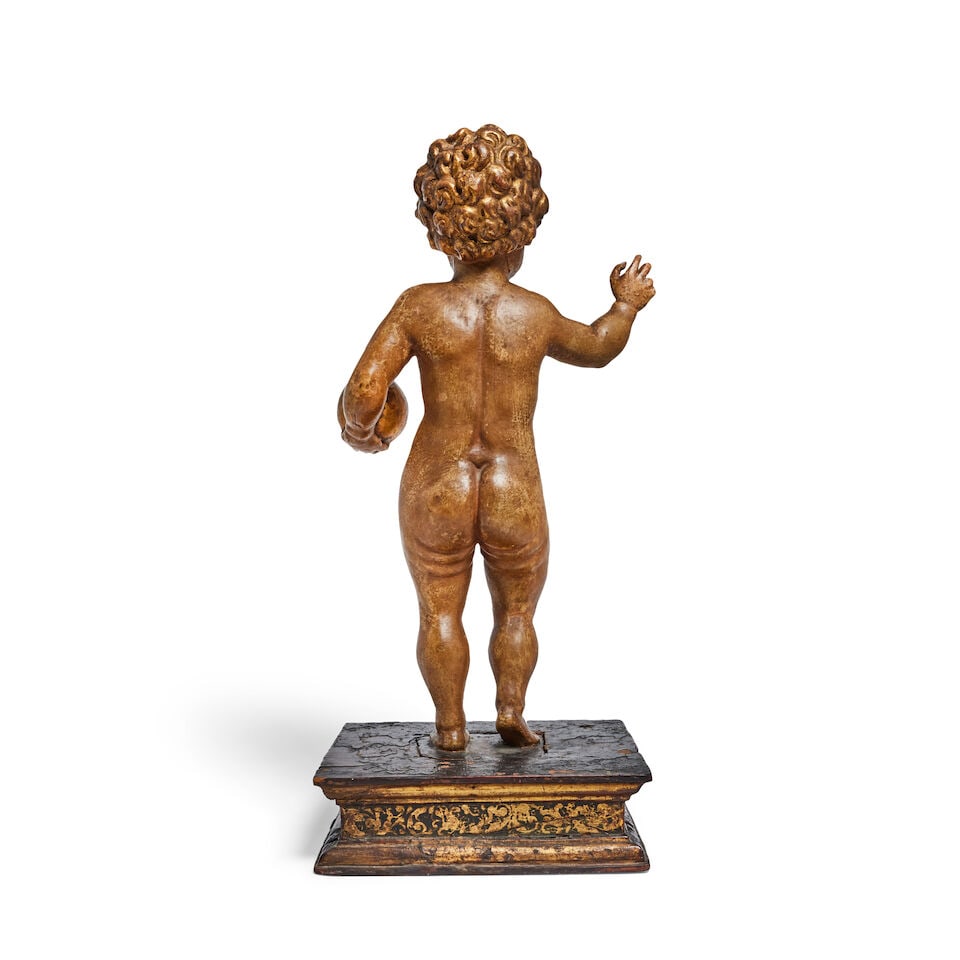 A central European carved and polychrome decorated figure of the infant Christ 'Salvator Mundi' ... - 2