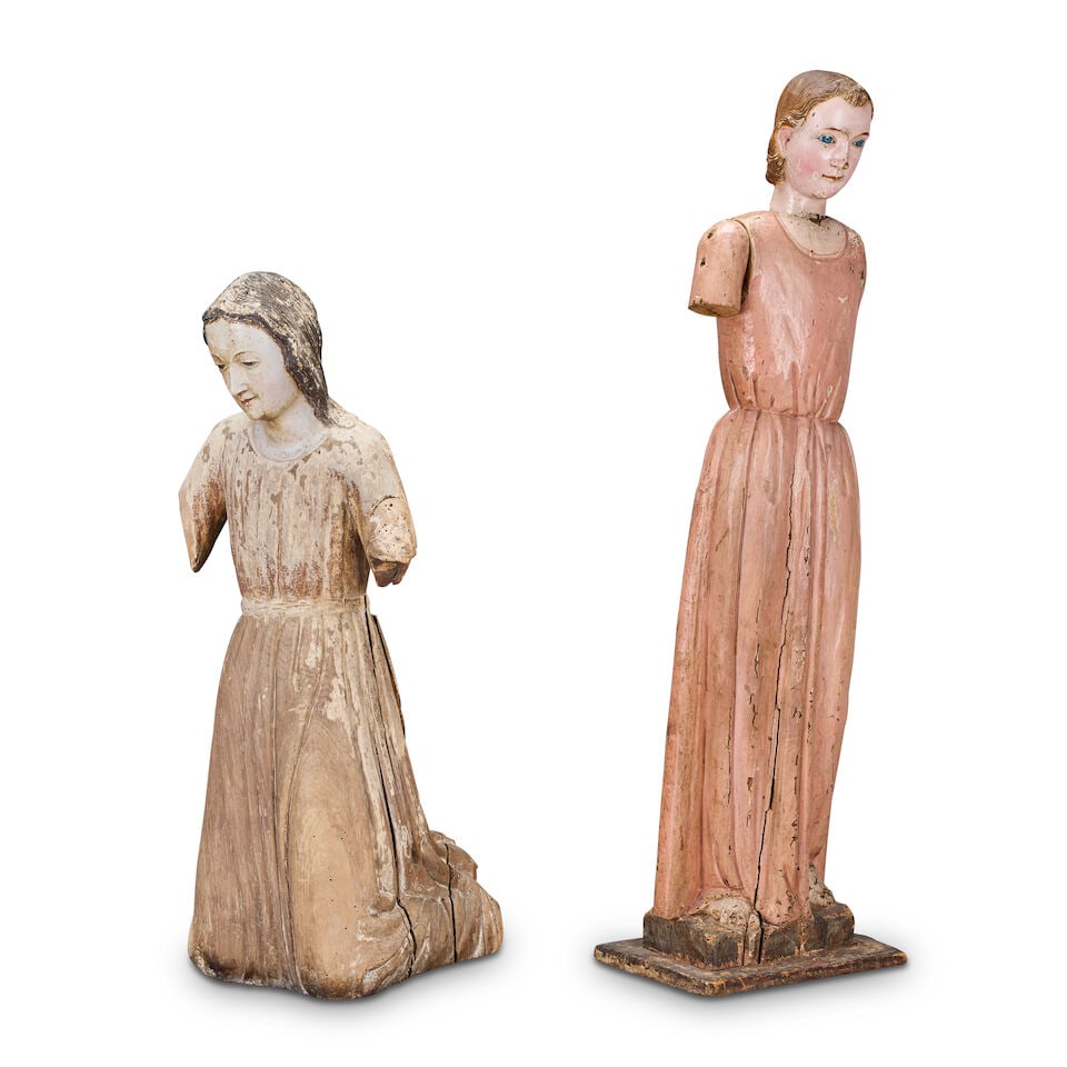 Two carved and polychrome wood decorated processional figures Southern European, perhaps Spanis... - 3