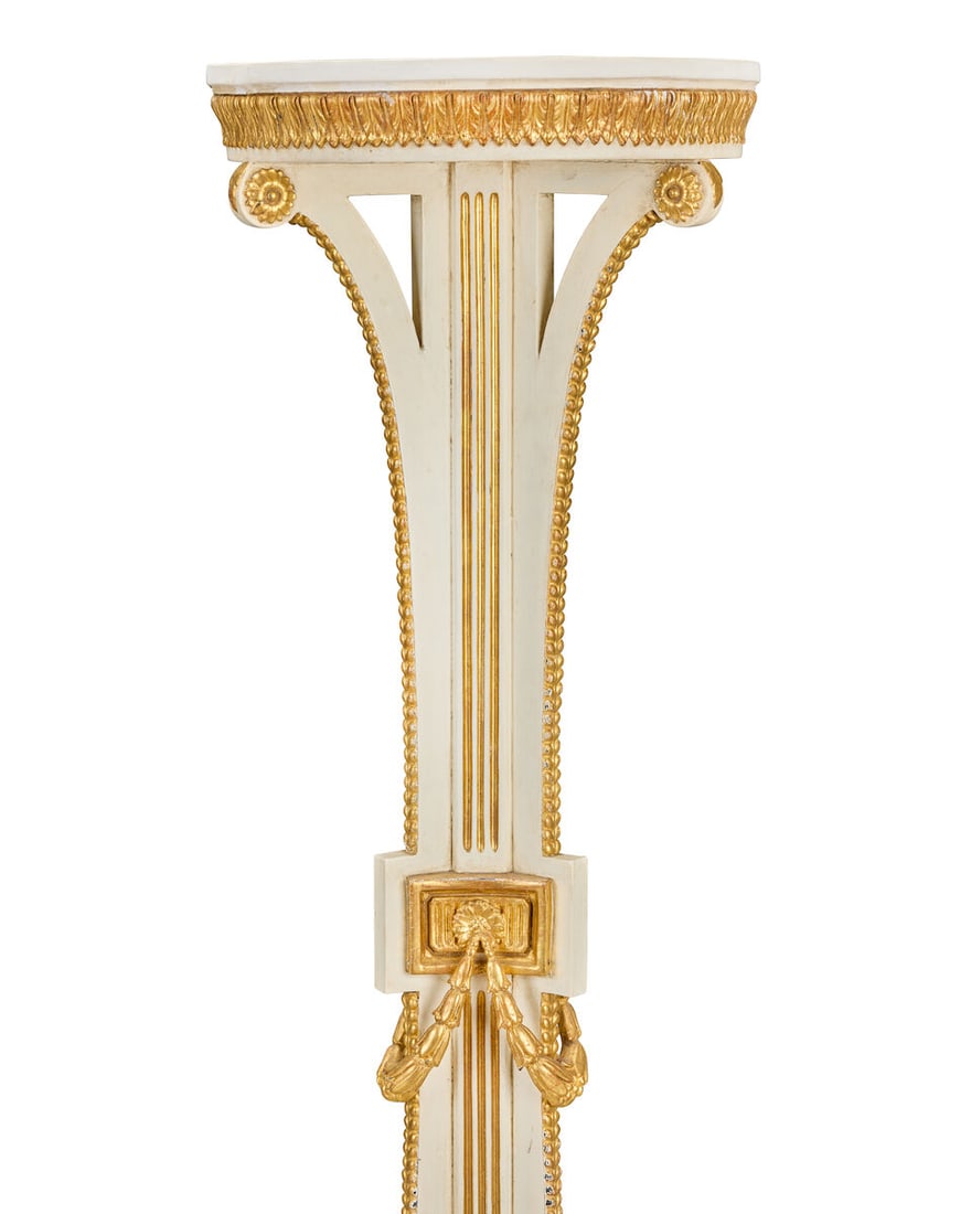 A pair of early 20th century painted and parcel gilt torchèresIn the George III style (2) - 3