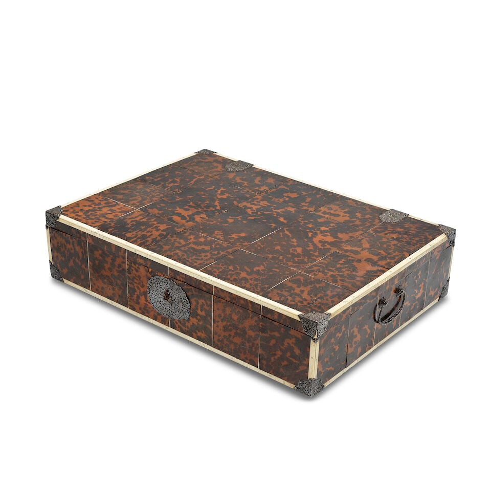 A late 18th century ivory banded and tortoiseshell veneered and silver mounted dressing box Prob... (1 of 2)