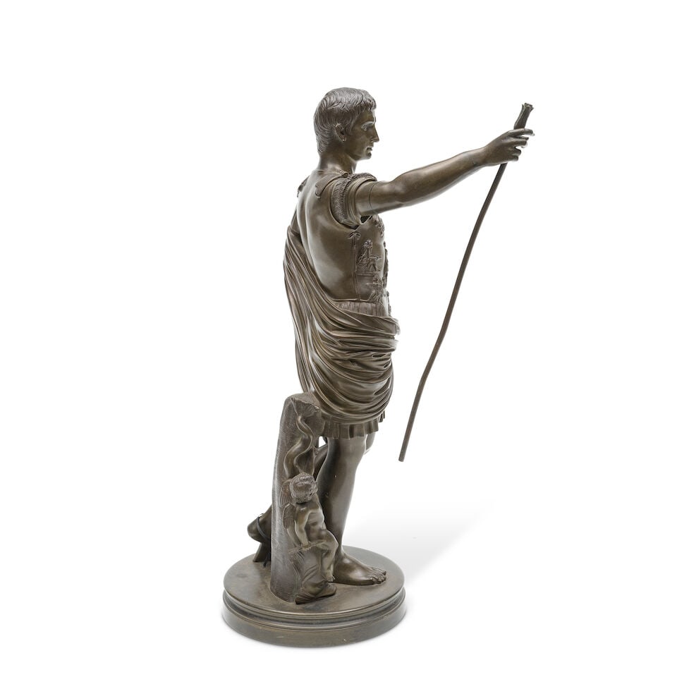 After the antique: A late 19th/early 20th century Grand Tour type patinated bronze figure of Aug... - 2