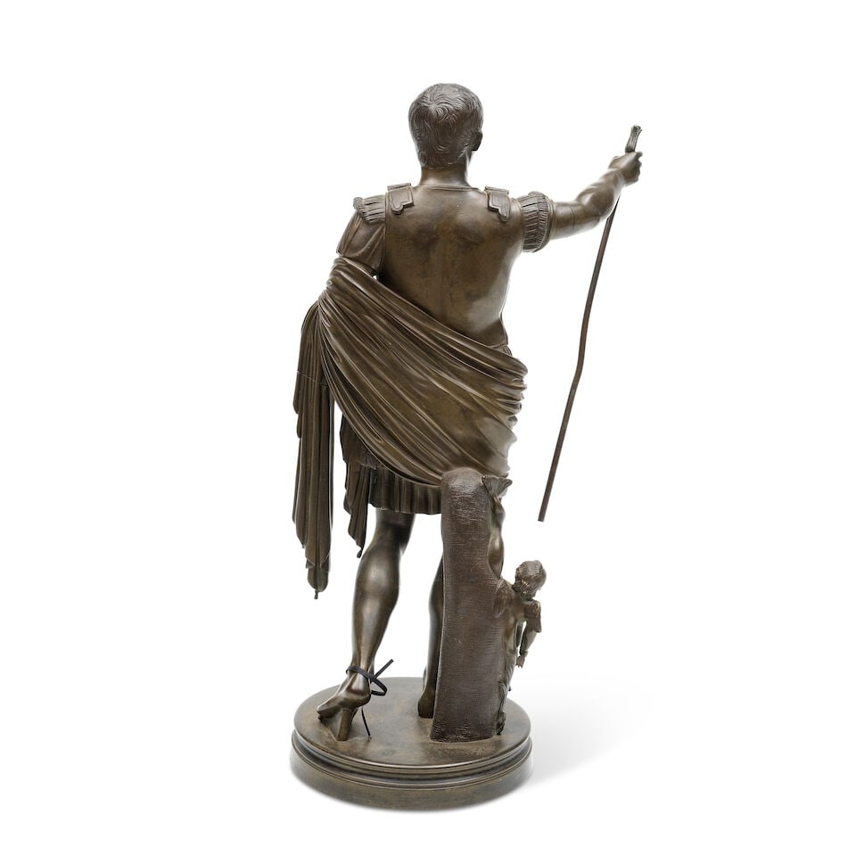 After the antique: A late 19th/early 20th century Grand Tour type patinated bronze figure of Aug... - 3