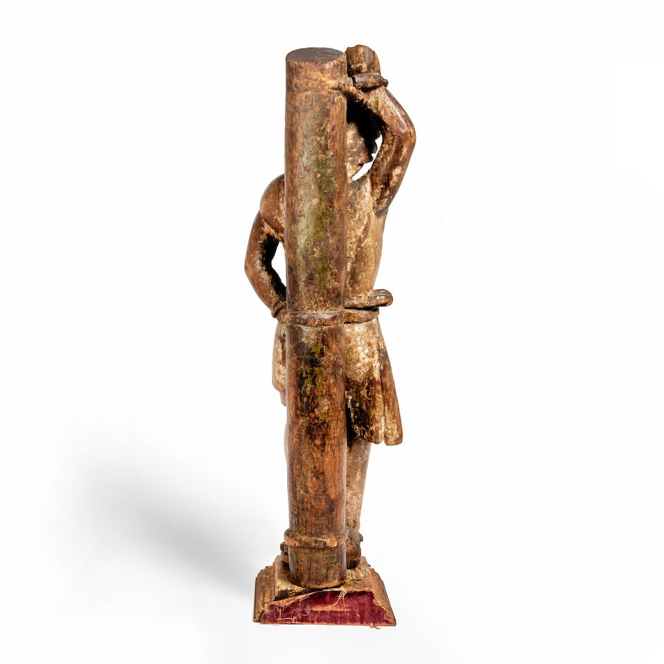 A 17th century carved wood figure of Saint Sebastian Possibly Spanish Colonial - 2