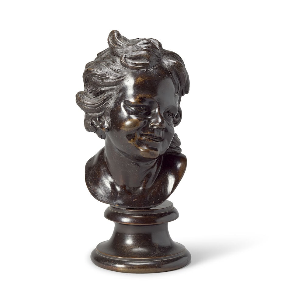 After Louis-François Roubiliac (French, 1702-1762): A patinated bronze bust of 'The Laughin... (1 of 4)