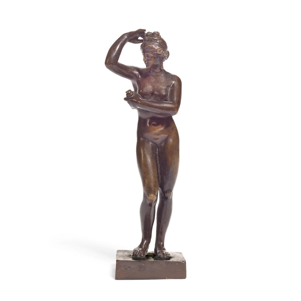 A patinated bronze figure of Venus In the manner of Massimiliano Soldani Benzi (Italian, 1656-1...: A patinated bronze figure of Venus In the manner of Massimiliano Soldani Benzi (Italian, 1656-1740), probably late 18th/early 19th century The nude goddess modelled after the antique in contrapposto