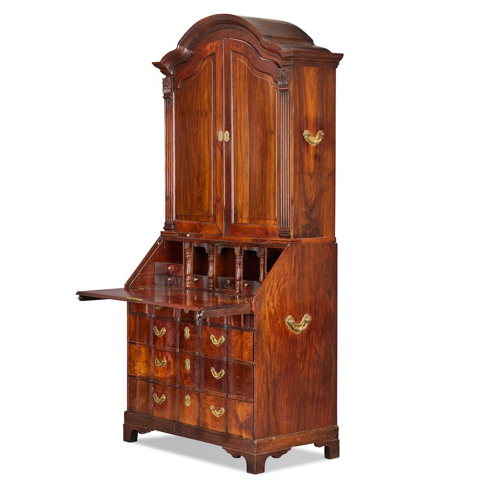 A rare Dutch or Dutch Colonial mid 18th century padouk bureau cabinet1740-1760, possibly of Indi... - 2