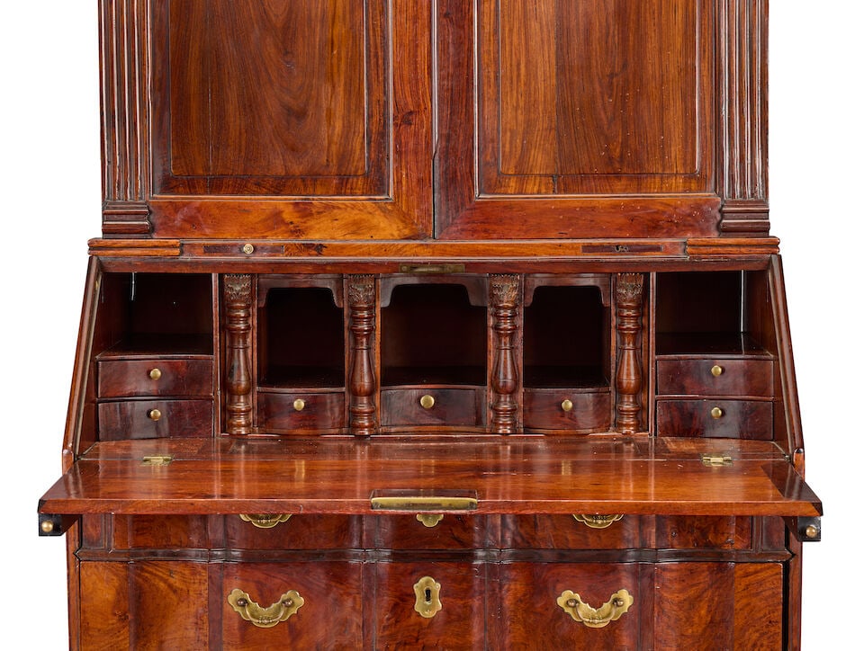 A rare Dutch or Dutch Colonial mid 18th century padouk bureau cabinet1740-1760, possibly of Indi... - 5