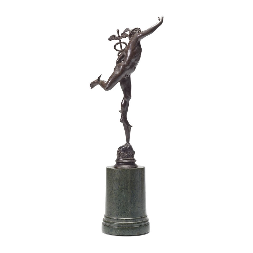 After Giambologna (Italian, 1529-1608): A late 19th century patinated bronze model of Mercury - 2
