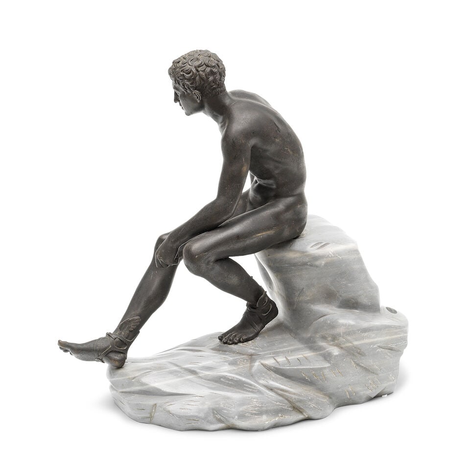 After the antique: An early 20th century Italian Grand Tour type patinated bronze and grey marbl... - 2