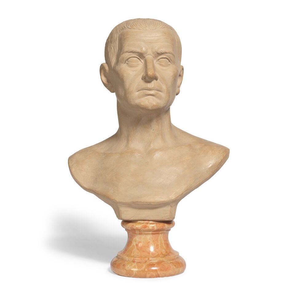An Italian Grand Tour type terracotta bust of a noble Probably late 19th century, in the Antique... (1 of 1)