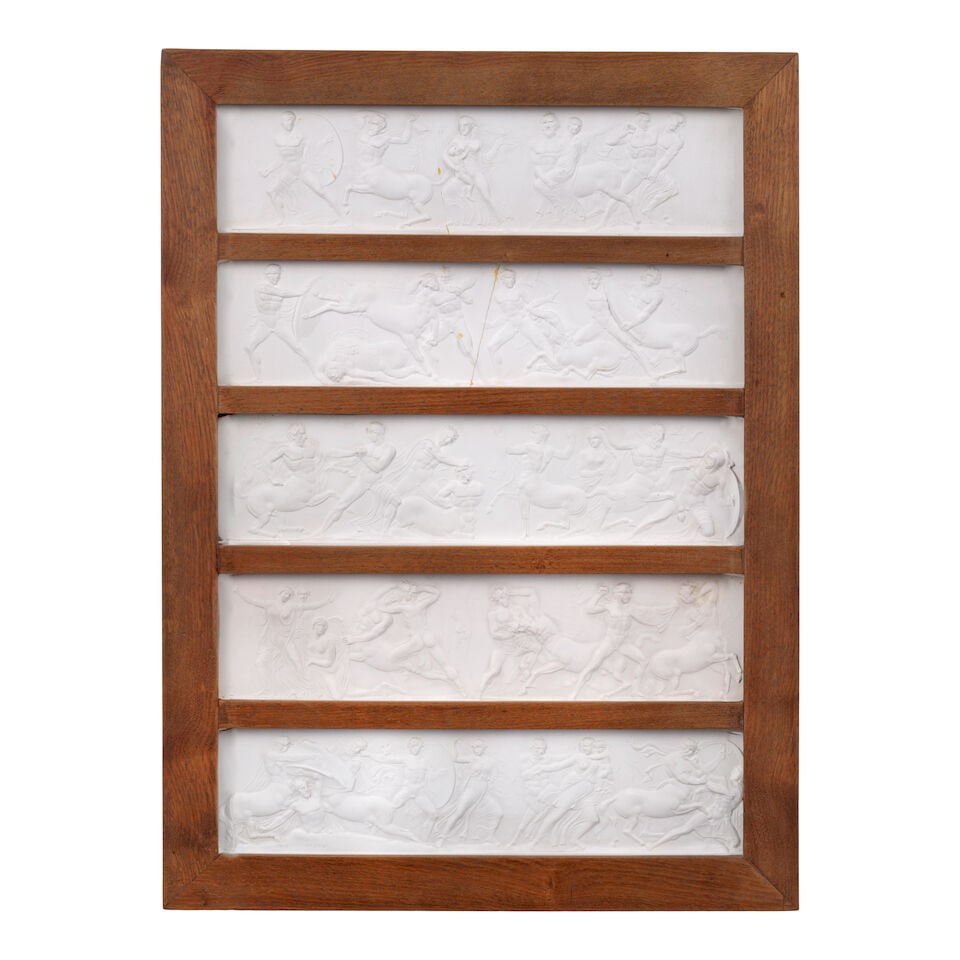 A set of five 19th century framed plaster relief cast plaques depicting subjects from the 'Elgin... (1 of 1)