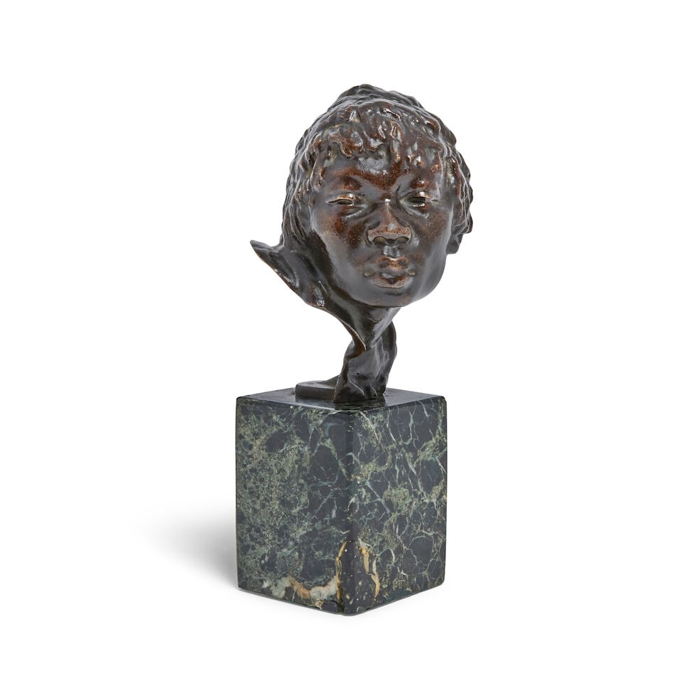 Herbert Ward (British, 1863-1919): A patinated bronze bust of the head of an African tribesman - 2