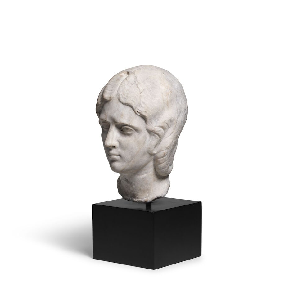 A Roman-style marble portrait bust head of a woman - 3