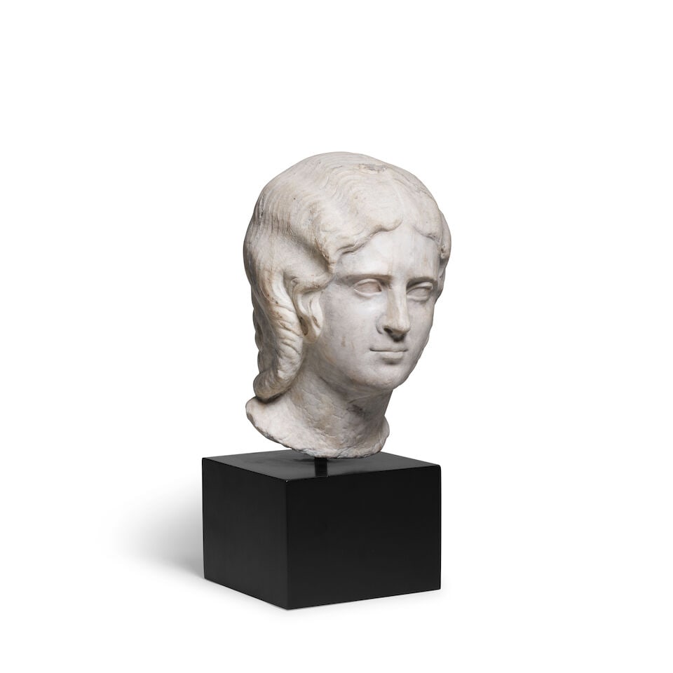 A Roman-style marble portrait bust head of a woman - 4
