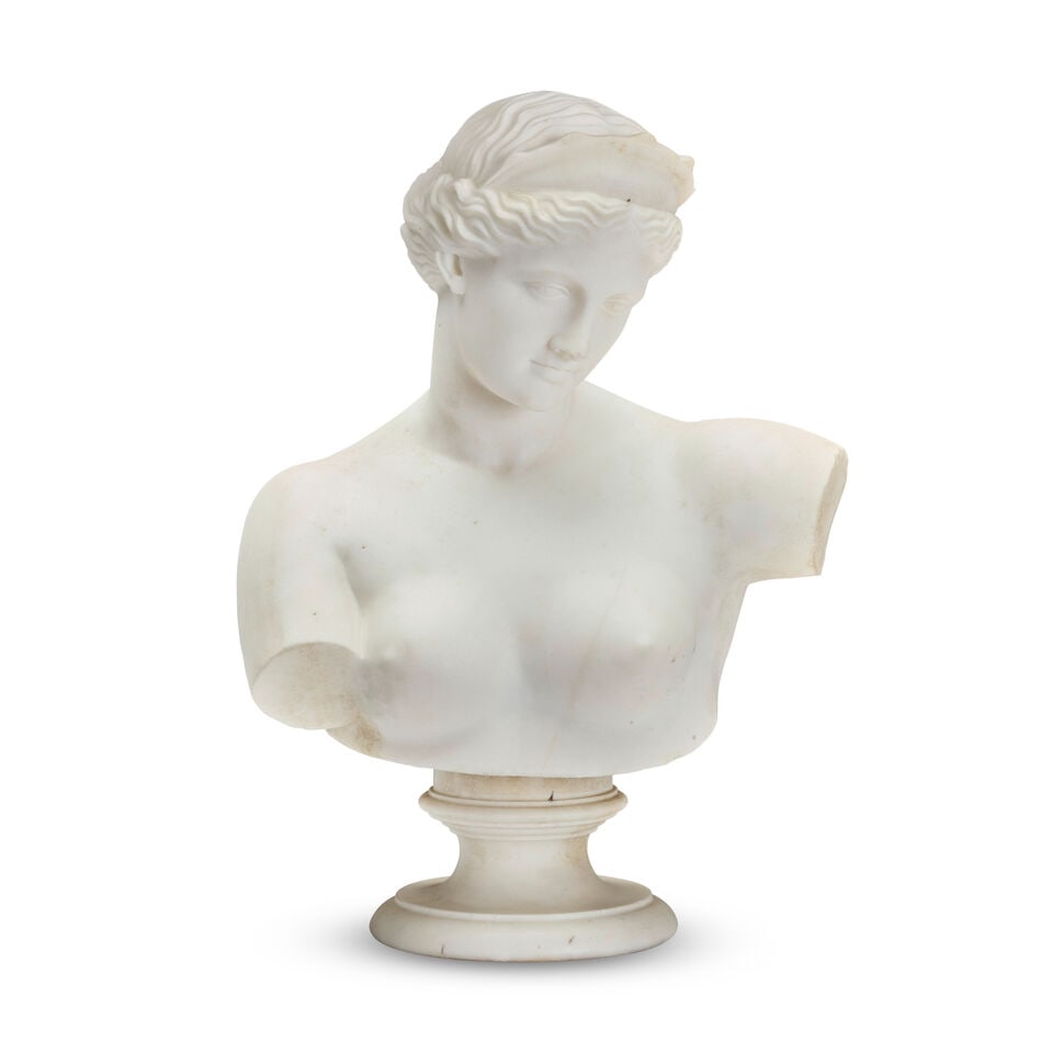 Ferdinando Vichy (Italian, 1875-1945): A sculpted white marble bust of the Venus de Milo (1 of 5)