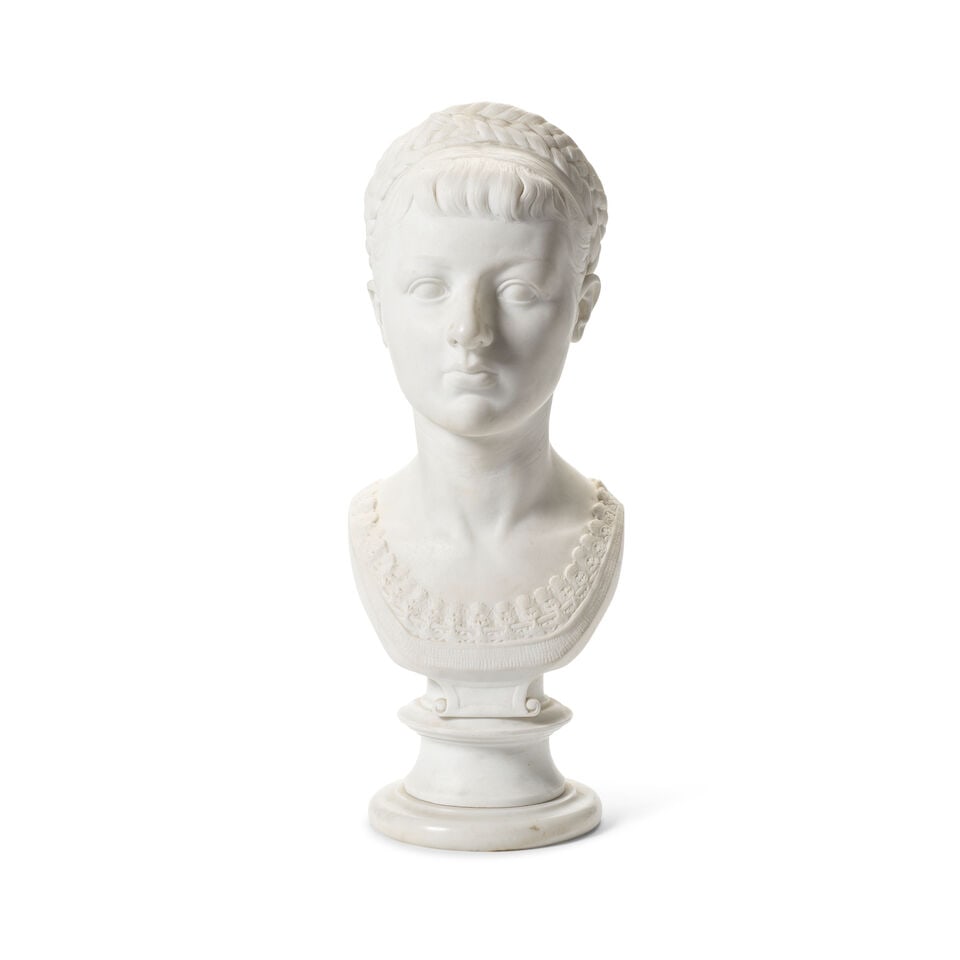 Henry Hugh Armstead RA (British, 1828-1905): A carved marble bust of Florence Boyce (1 of 4)