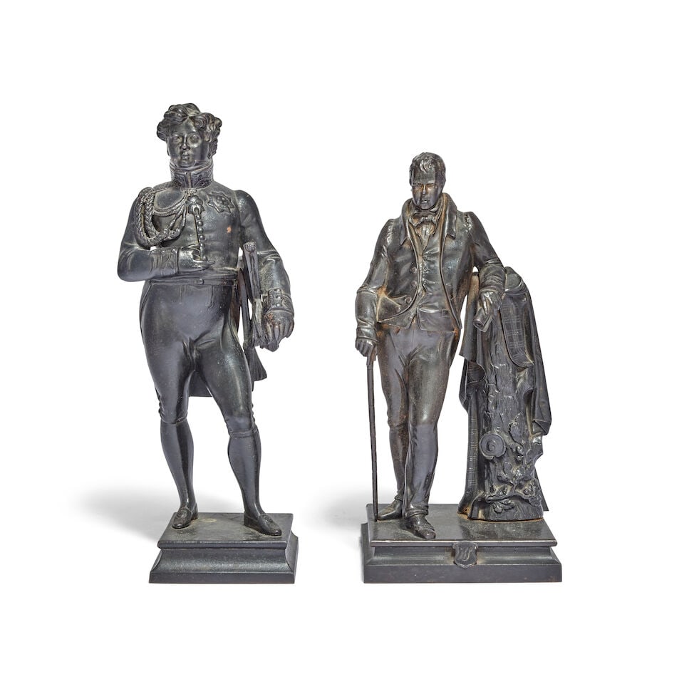 A 19th century patinated bronze figure of Walter Scott together with further patinate bronze fig... (1 of 2)
