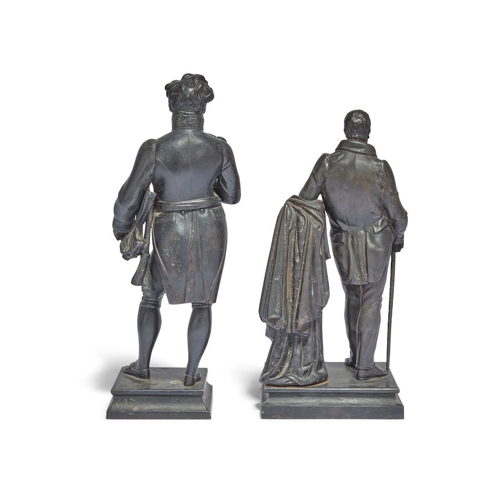 A 19th century patinated bronze figure of Walter Scott together with further patinate bronze fig... - 2