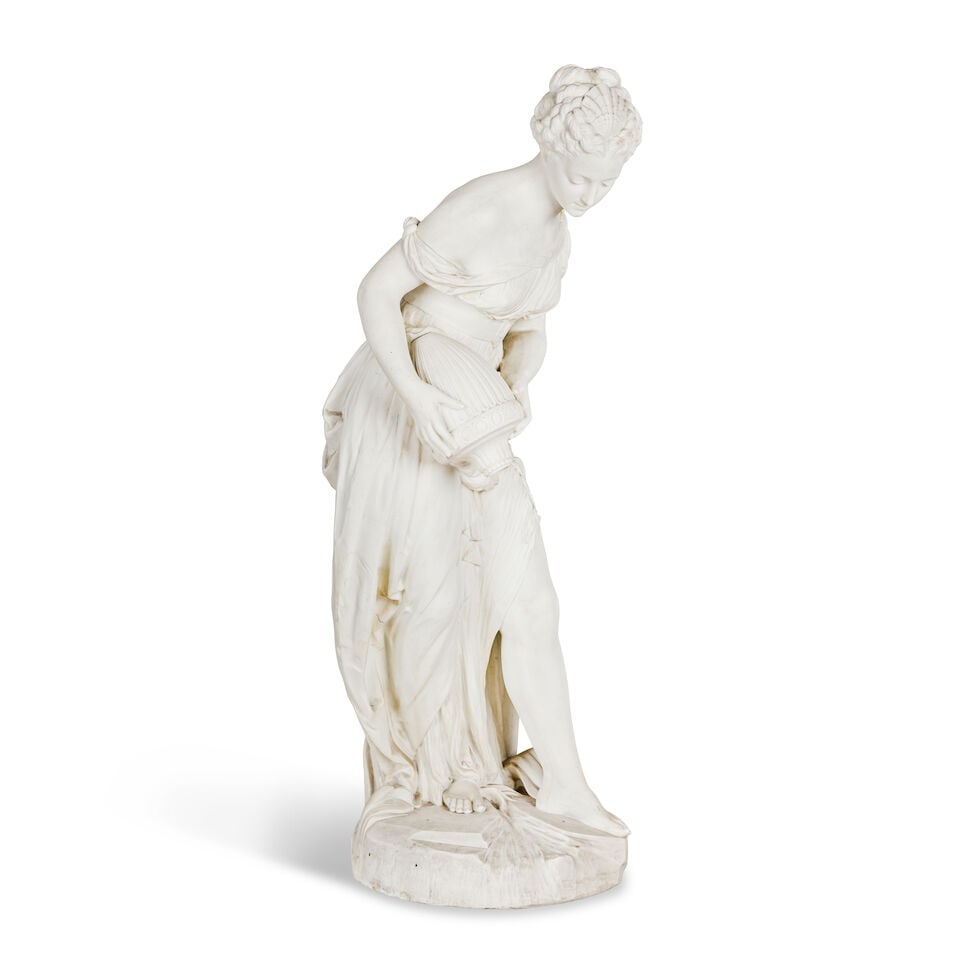 An impressive late 19th century Vion et Baury biscuit porcelain figure of a classical female wat... (1 of 6)