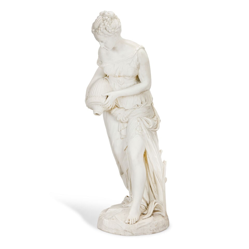 An impressive late 19th century Vion et Baury biscuit porcelain figure of a classical female wat... - 2