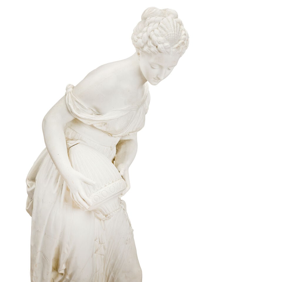 An impressive late 19th century Vion et Baury biscuit porcelain figure of a classical female wat... - 4