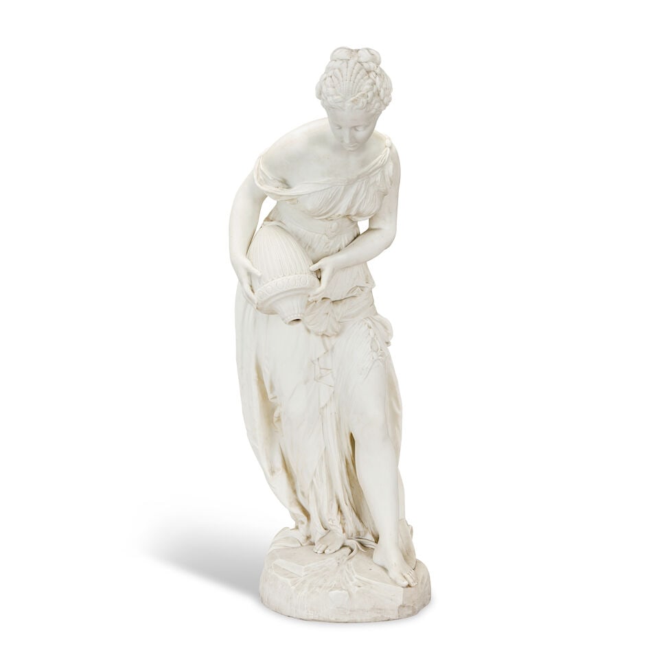 An impressive late 19th century Vion et Baury biscuit porcelain figure of a classical female wat... - 6