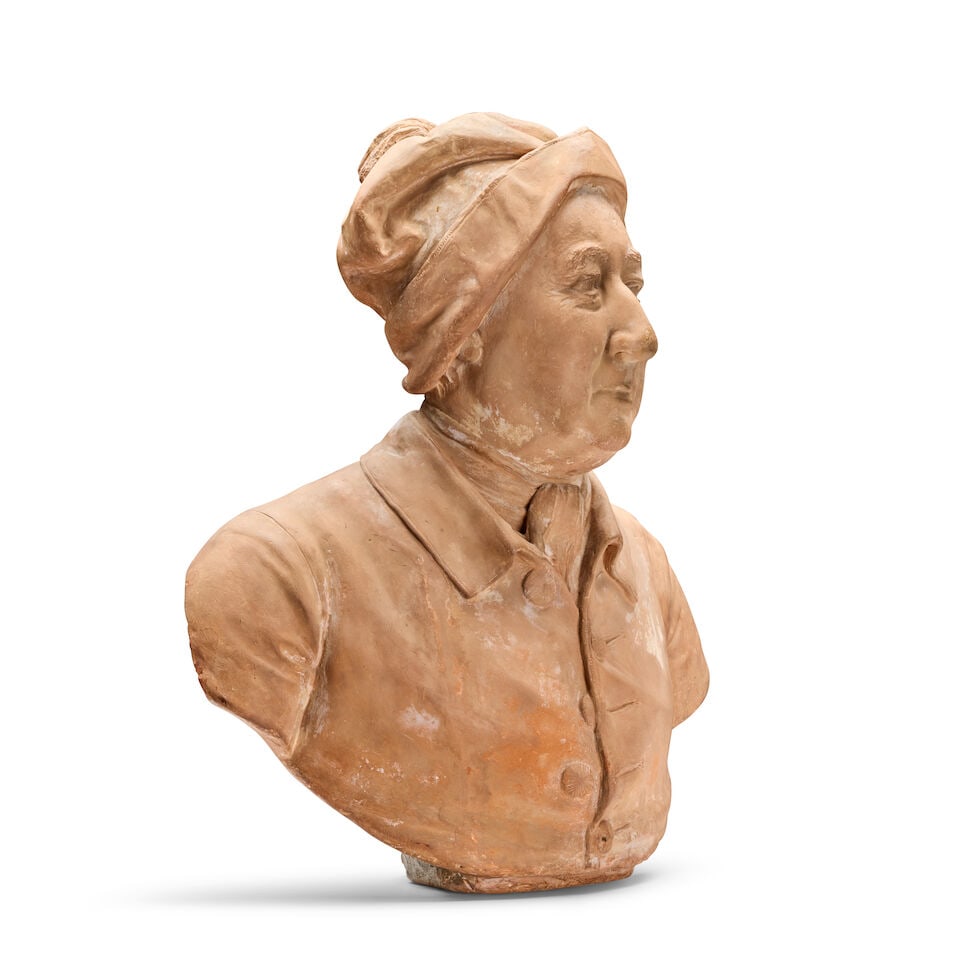 Attributed to John van Nost the Younger (Flemish/British, 1713-1780): A sculpted terracotta bust... - 4