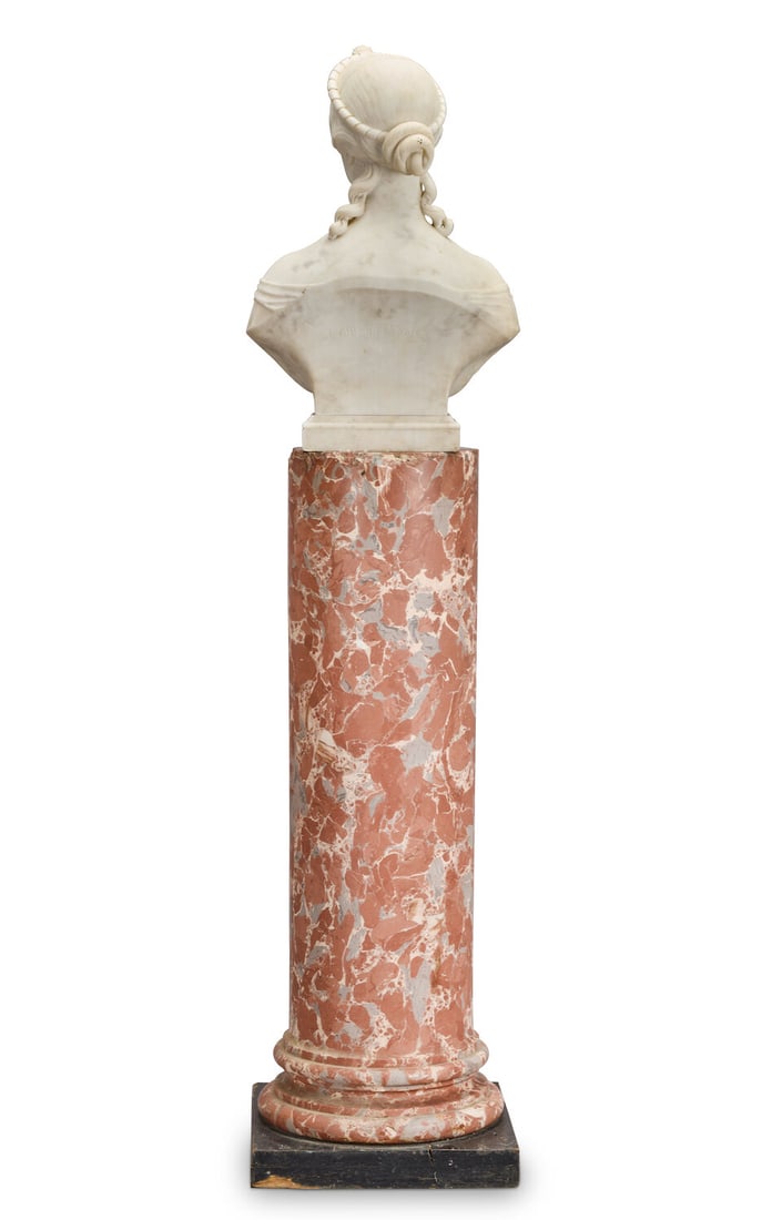 John Gibson (British, 1791 - 1866): A carved white marble bust of Lucy Charlotte Jervis (né... - 2