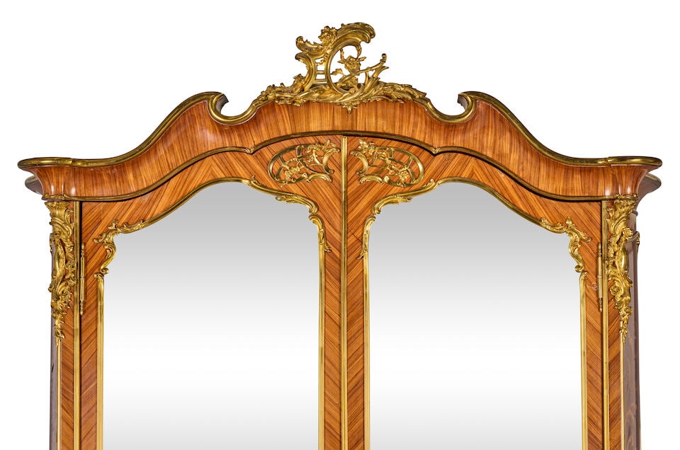 A French late 19th century ormolu mounted kingwood, bois satine and 'bois de bout' marquetry ar... - 2