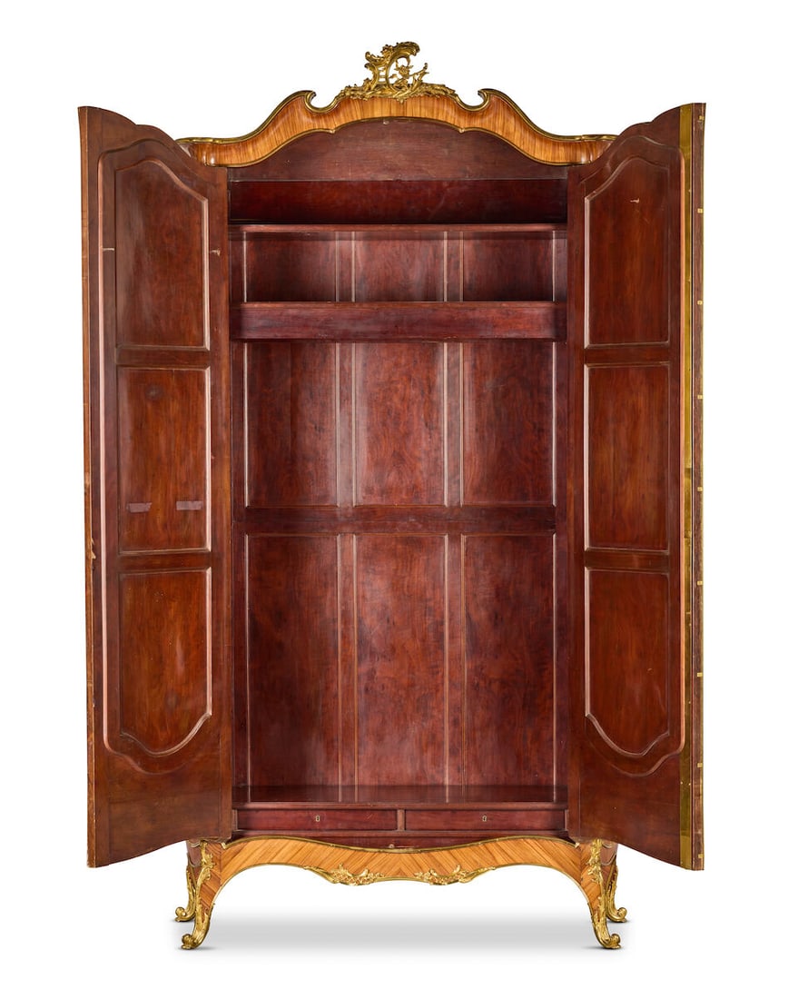 A French late 19th century ormolu mounted kingwood, bois satine and 'bois de bout' marquetry ar... - 4