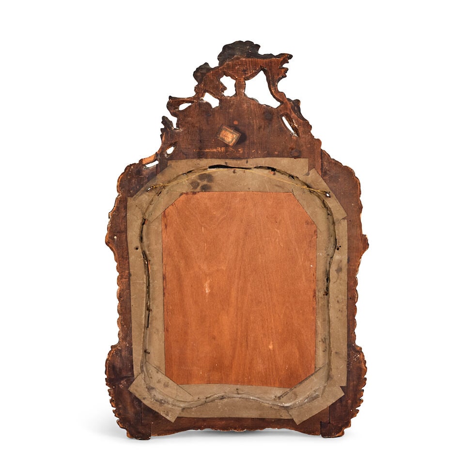 A 19th century Italian 'lacca' and parcel gilt cartouche mirror Probably Venetian - 2