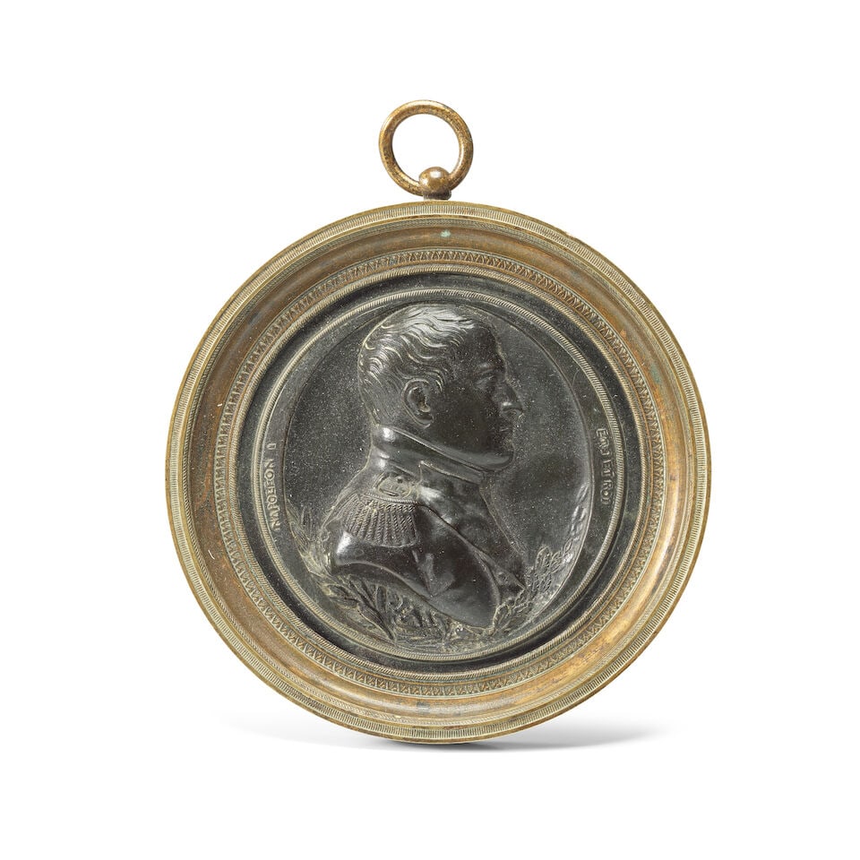 A late 19th/early 20th century patinated bronze commemorative bronze medal depicting a profile p... - 2