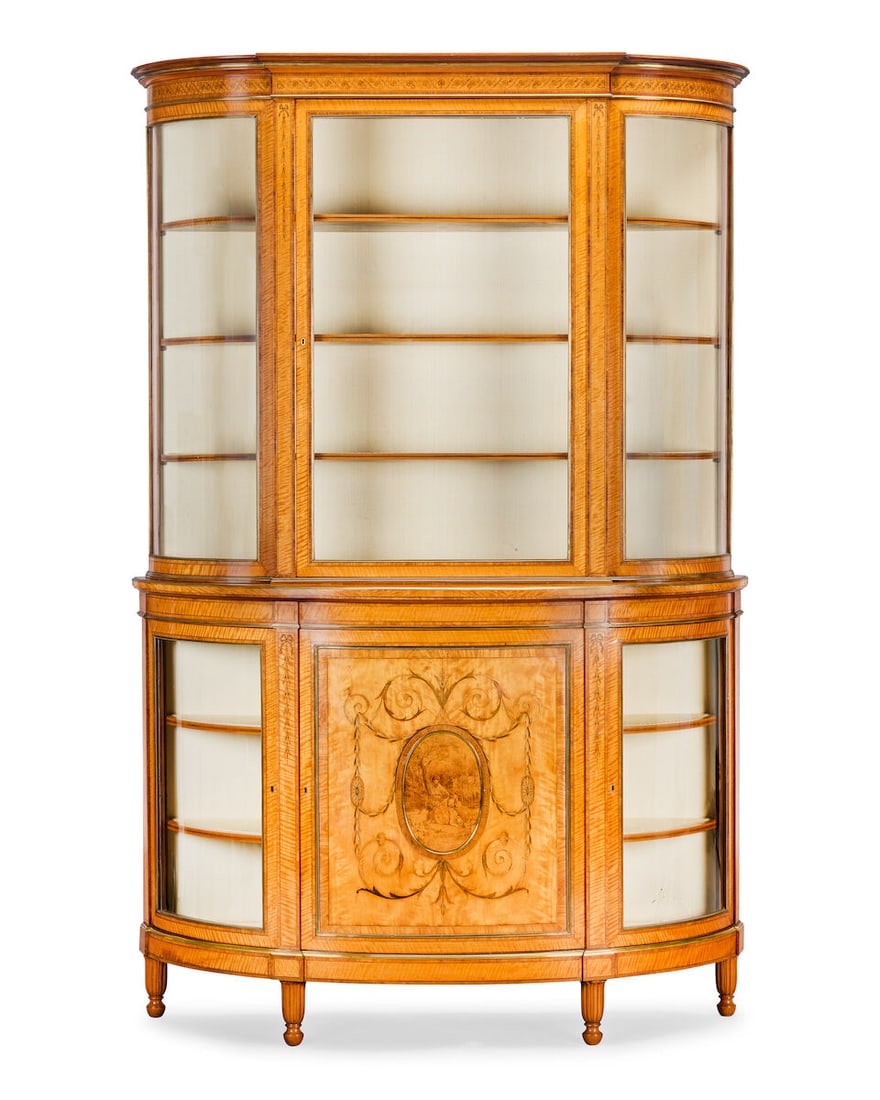 A mid Victorian satinwood, rosewood crossbanded and fruitwood marquetry display cabinetCirca 187... (1 of 4)