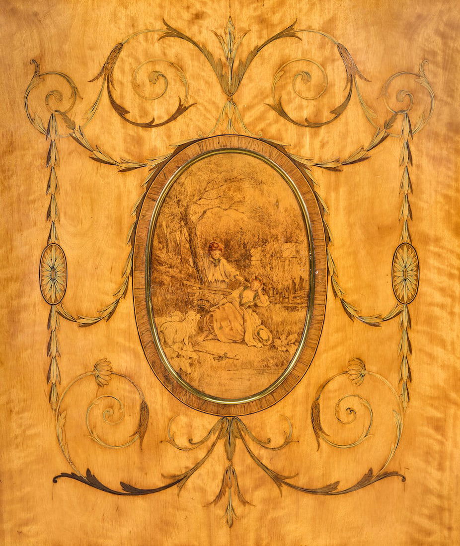 A mid Victorian satinwood, rosewood crossbanded and fruitwood marquetry display cabinetCirca 187... - 2