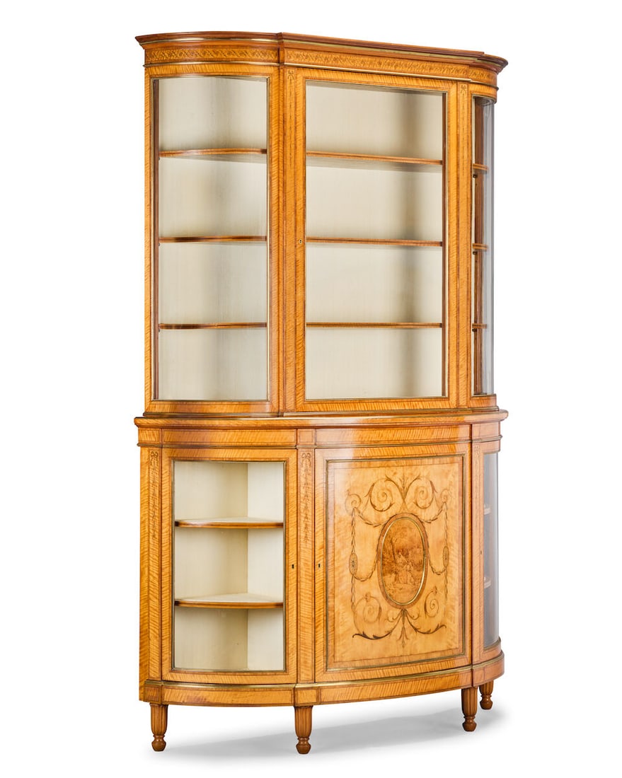 A mid Victorian satinwood, rosewood crossbanded and fruitwood marquetry display cabinetCirca 187... - 3