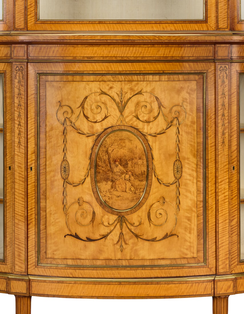 A mid Victorian satinwood, rosewood crossbanded and fruitwood marquetry display cabinetCirca 187... - 4