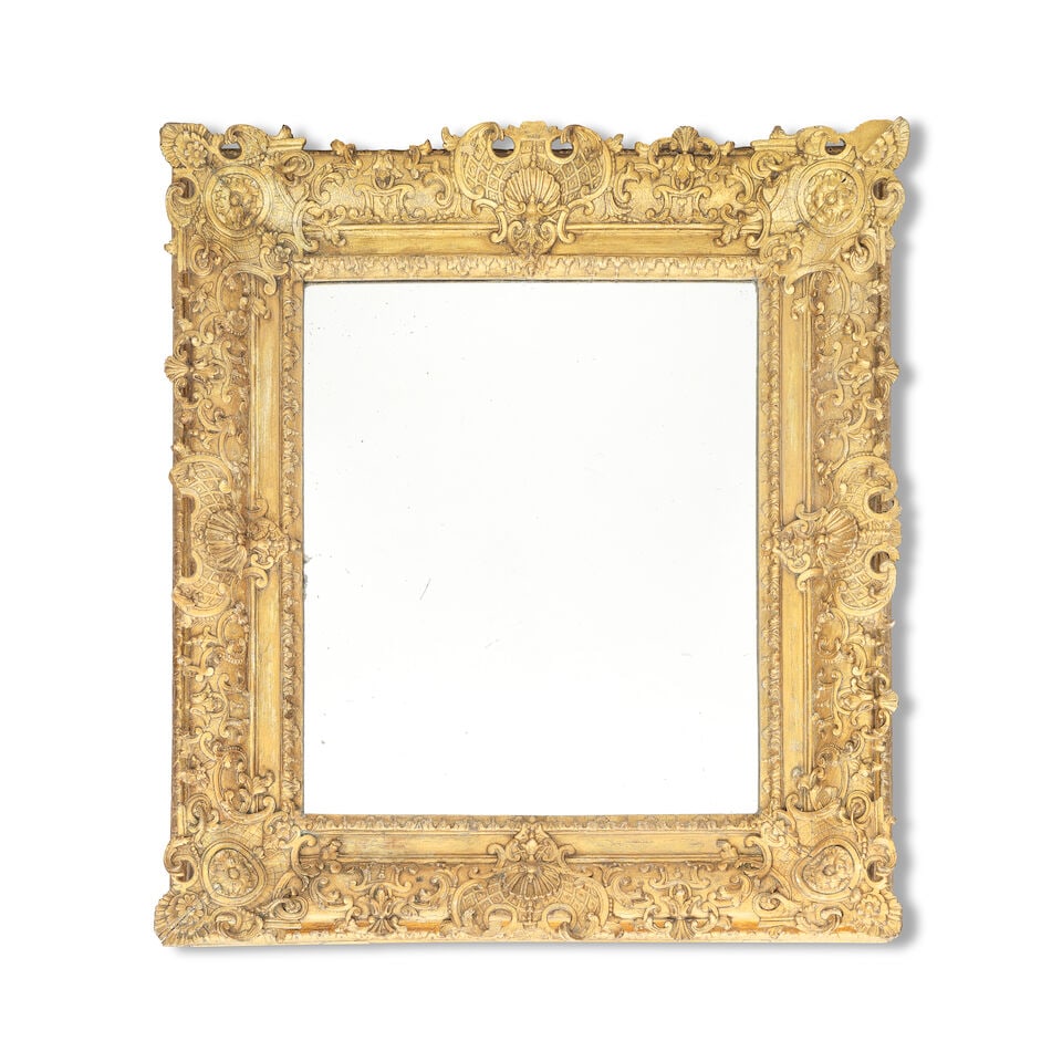 A Louis XVI/Régence carved oak and later gilded picture frame Later adapted as a miror (The... (1 of 1)