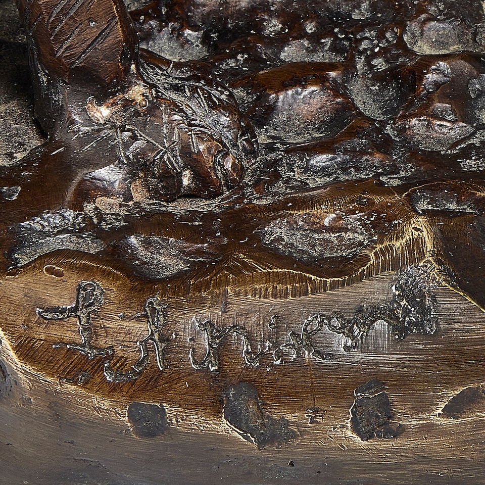 Grace Mott Johnson (American, 1882-1967): A patinated bronze group of two bloodhounds - 2