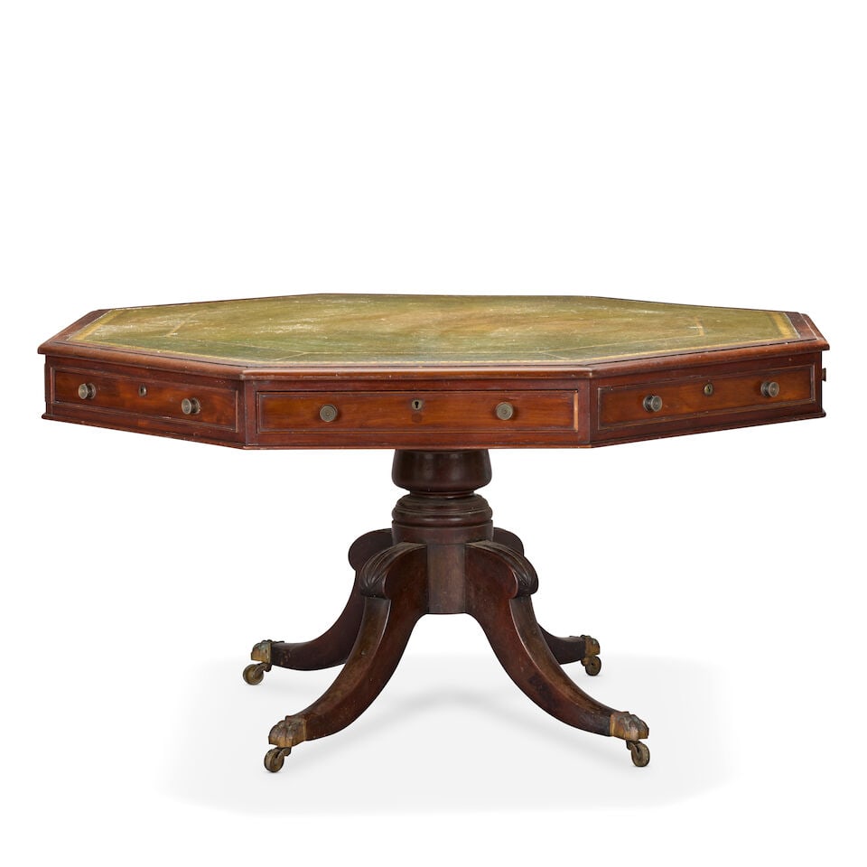 A William IV or early Victorian mahogany octagonal drum top library table 1835-1850 (1 of 4)