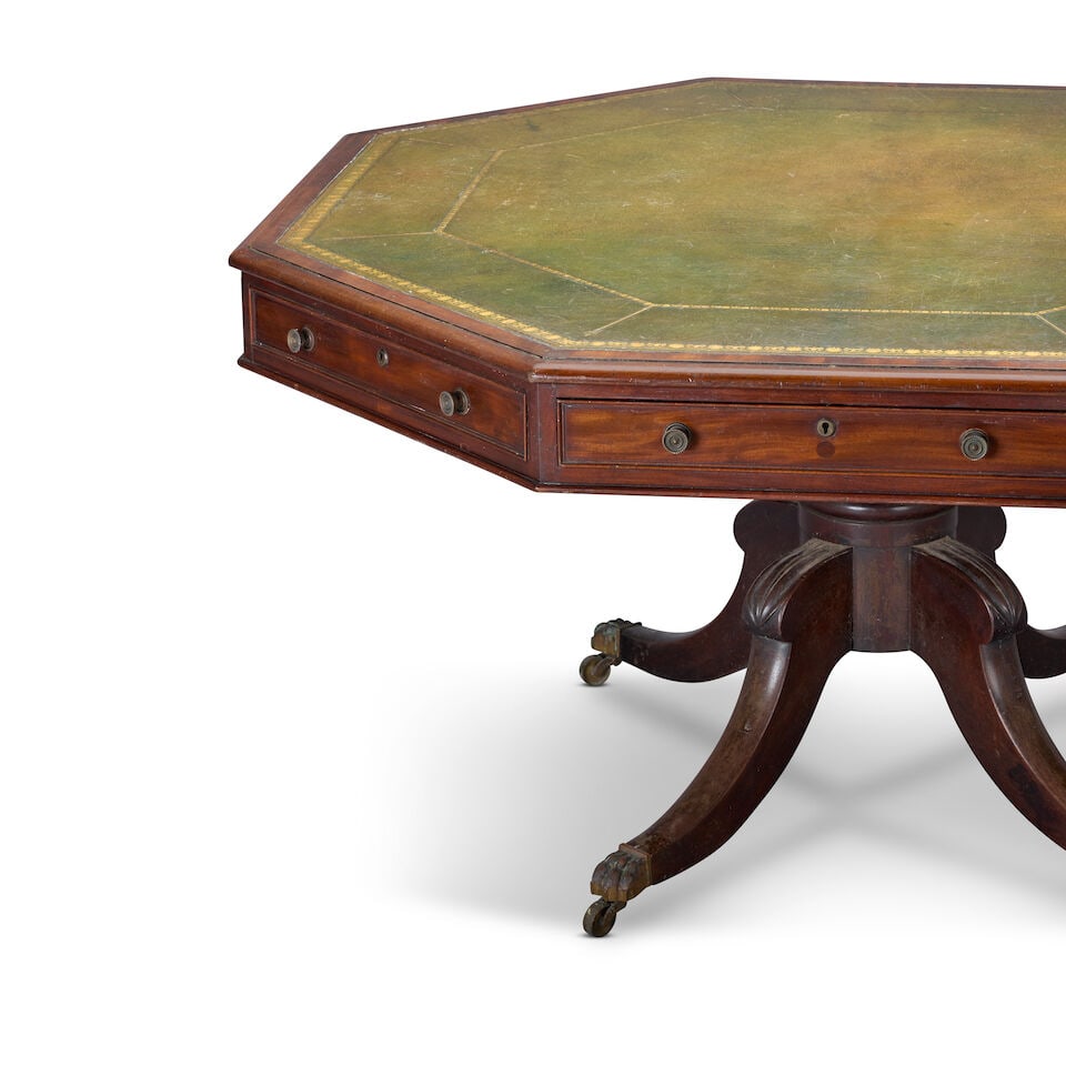 A William IV or early Victorian mahogany octagonal drum top library table 1835-1850 - 3