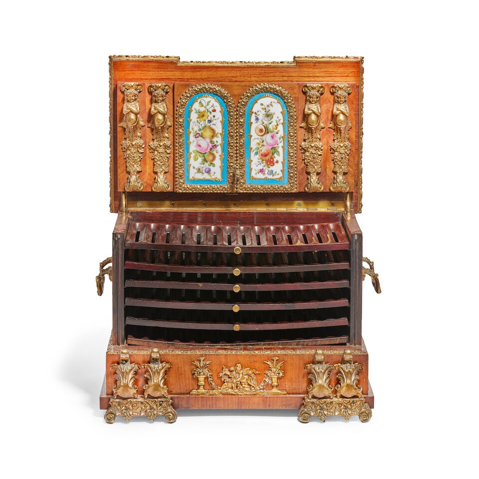 An unusual third quarter 19th century French gilt bronze mounted and Sèvres-style porcelain... - 2